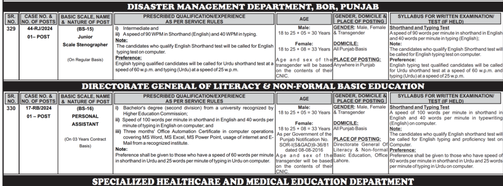 Junior Scale Stenographer